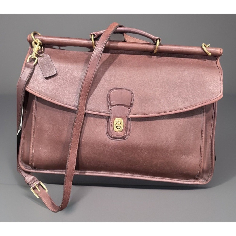 Coach 5266 Beekman Briefcase Bag Brown Messenger Leather Shoulder Strap Turnlock